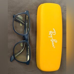 Ray-Ban Navy Glasses Frame with Bright Yellow Case for kids